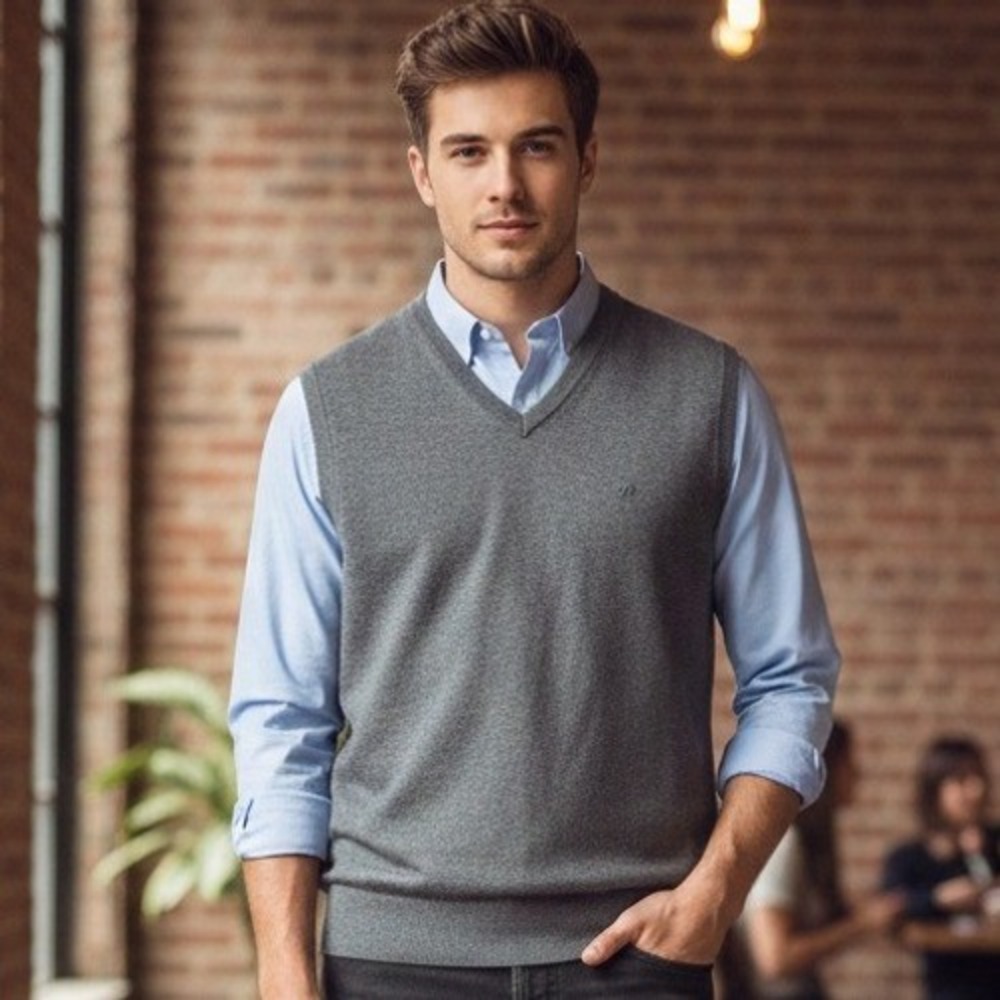 NEW Izod Large $60 Dark Gray‎ 100% Cotton Fine Gauge Essential Sweater Vest